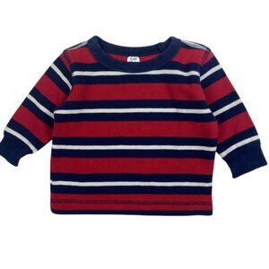 George Red, Navy & White Striped Long-Sleeve Rib-Knit Top size 3-6 Months